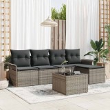 Cumpara ieftin Set de canapele pentru grădină cu pernă 6 pcs Gri Rattan poli