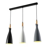 Cumpara ieftin Lustra Eracile cu trei lumini metal negru alb gri 70x15x138 cm