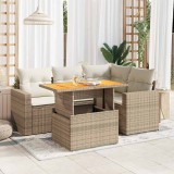 VidaXL Set canapele de grădină cu perne, 5 piese, bej, poliratan 3327033
