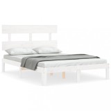 Cumpara ieftin Cadru de pat fara saltea, alb, 120x200 cm, lemn masiv pin