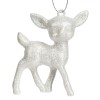 Ornament Brad Crăciun Cerb, Alb, Glitter Argintiu, 8.5x8.5 cm, Plastic, Oem