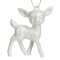Ornament Brad Crăciun Cerb, Alb, Glitter Argintiu, 8.5x8.5 cm, Plastic