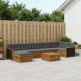 vidaXL Set de canapele de exterior cu pernă 8 pcs Natural și Antracit 3383645