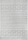 Covor Model Oksi 38003-100, Marime 60 x 110 cm, Alb, Gri, Inaltime Fir 6 mm, Antialergic, Polipropilena, Living, Dormitor, Sufragerie, Birou