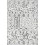 Covor Model Oksi 38003-100, Marime 60 x 110 cm, Alb, Gri, Inaltime Fir 6 mm, Antialergic, Polipropilena, Living, Dormitor, Sufragerie, Birou