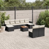 Gossi set canapele de gradina cu perne, 10 piese, negru, poliratan