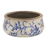 Ghiveci de flori din ceramica alb albastru 21x8 cm