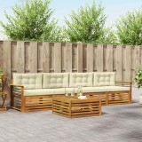 vidaXL Set de canapele de exterior cu pernă 5 pcs Natural și Crem 3372990