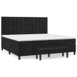 Cumpara ieftin Pat box spring cu saltea, negru, 200x200 cm, catifea