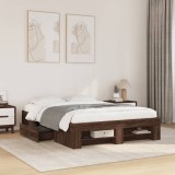 VidaXL Cadru de pat, stejar maro, 135x190 cm, lemn prelucrat