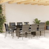Cumpara ieftin Gossi set mobilier gradina cu perne, 9 piese, gri, poliratan