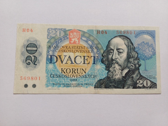 Cehoslovacia -20 korun coroane 1988