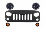 Grila Frontala cu Faruri LED CREE Angel Eye si Semnalizari compatibile cu Jeep Wrangler Rubicon JK 2007-2017 Performance AutoTuning