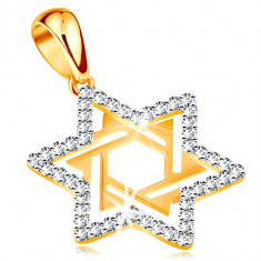 Pandantiv realizat din aur 585 -&amp;amp;quot;Steaua lui David&amp;amp;quot; decorata cu zirconii transparente si decupaje foto