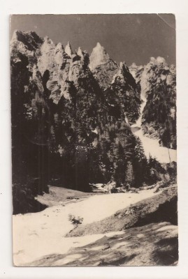 RF73 -Carte Postala- Muntii Bucegi, Valea si Coltii Morarului, circulata 1957 foto