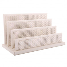 Suport pentru plicuri Rasteli, invelit in piele ecologica si ratan, 23 x 12 x 13 cm, Crem