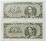 2 Bancnote 20 LEI 1950 - Republica Populară Rom&acirc;nă