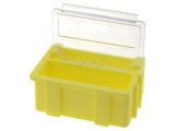 Suport ESD transparent galben 37x12x15mm cu clapetă