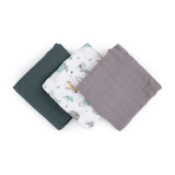 Cumpara ieftin Set 3 scutece, Petite&amp;Mars, Moussy Grey Planes, Din muselina de bambus, Hipoalergenice, 68 x 68 cm, Certificate Oeko Tex Standard 100, Multicolor