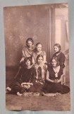 Poza grup de fete - eleve de liceu - fotografie tip carte postala - fotografie veche anii 1920, foto studio Olteanu - Campina