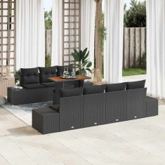 vidaXL Set de masă pentru grădină 8 pcs Negru și Maro 100 x 55 x 73 cm