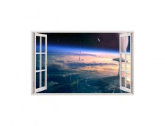Autocolant decorativ, Fereastra, Planete, Multicolor, 83 cm, 165ST foto