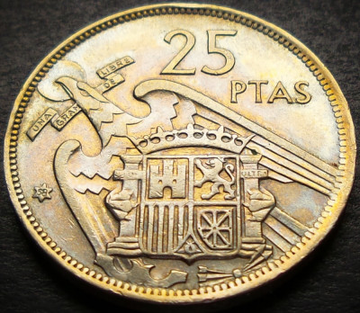 Moneda 25 PESETAS - SPANIA, anul 1958 (model 1957) *cod 3674 = bine cotata foto