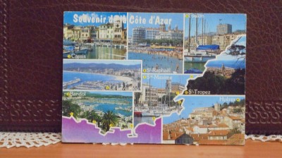 FRANTA - COASTA DE AZUR - POZE CU STATIUNI DE PE COASTA - CIRCULATA, TIMBRATA. foto