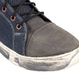 Ghete moto W-TEC Denimo din denim si piele, stil urban retro unisex