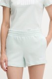 Puma pantaloni scurți culoarea turcoaz, cu imprimeu, high waist, 682439