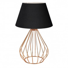 Lampa de masa PWL-1150, Pakoworld, 22x22x37 cm, textil/metal, negru/auriu