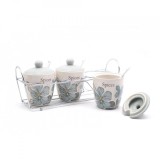 Cumpara ieftin Set 3 recipiente ceramice condimente cu suport din metal