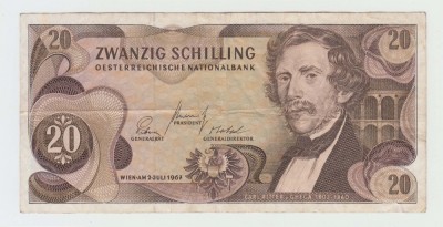 AUSTRIA - 20 SCHILLING 1967 , BEX1.61 foto