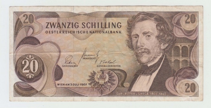 AUSTRIA - 20 SCHILLING 1967 , BEX1.61