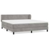 Cumpara ieftin Pat box spring cu saltea, gri deschis, 160x200 cm, catifea