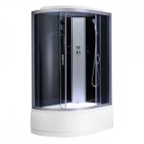Leziter Cabină de Duș Cora 80x120 cm, Sticlă Securizată 4mm, Duș Ploaie, Negru/Satin/Crom