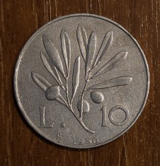 10 lire 1950, Italia, aluminiu foto