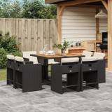 Cumpara ieftin Gossi set mobilier de gradina cu perne, 9 piese, negru, poliratan