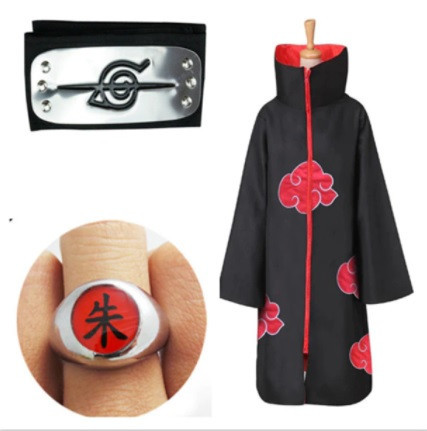 Costum NARUTO: 3 accesorii Naruto:roba/costum/pelerina+bandana +inel (130-150cm)