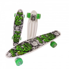 Skateboard cu lumini - 22 55 cm Cruiser Mini Penny Board - Verde Alb foto