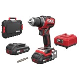 Masina de gaurit / insurubat, Skil DD1E3065HC, motor fara perii, mandrina rapida, cu 2 acumulatori, 20 V, 2 Ah, cu valiza