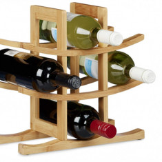 Suport sticle de vin RelaxDays din bambus, pentru 9 sticle, 4.5 x 30 x 30 cm - RESIGILAT