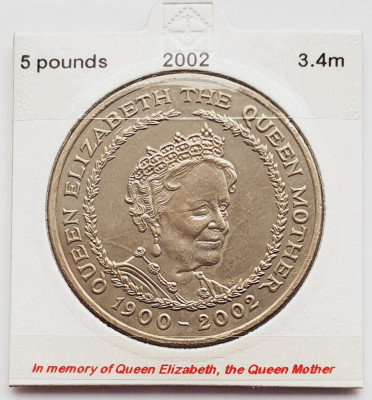 1848 Marea Britanie UK Anglia 5 Pounds 2002 Queen Mother km 1035 foto