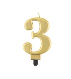 Lumanare aniversara model cifra, roz auriu metalic 8 cm-Tip Cifra 3