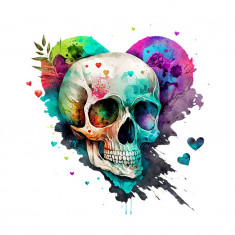 Sticker decorativ Skull Art, Multicolor, 58 cm, 5873ST