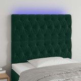 vidaXL Tăblie de pat cu LED, verde &icirc;nchis, 90x7x118/128 cm, catifea 3122799