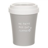 Coș de Gunoi Plastic, Model NO DAYS FOR BAD COFFEE, Culoare Gri, Capacitate 2.2L, Diametru 16x21cm, Oem