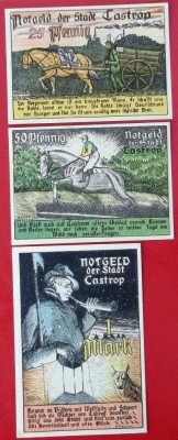 Germania lot 3 notgeld 25 + 50 pfennig + 1 Mark 1921 Castrop ** foto