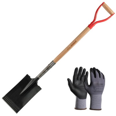 Set harlet, cazma, drept, capat zimtat, maner lemn, 115 cm, cu manusi, RedShark foto