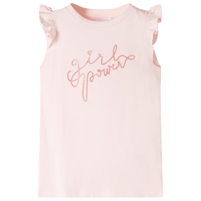 Tricou pentru copii cu m&acirc;neci cu volane, roz pal, 92